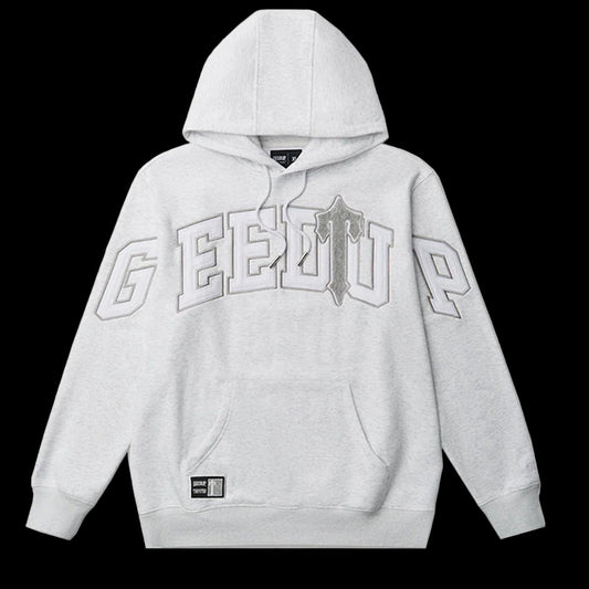 Geedup x Trapstar Team Logo x Irongate T Hoodie 'White Marle / Grey' (2025)